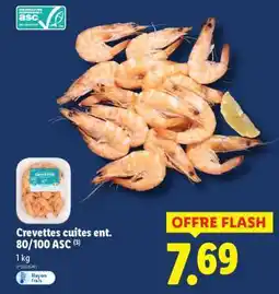 Lidl Crevettes cuites ent. 80/100 ASC offre
