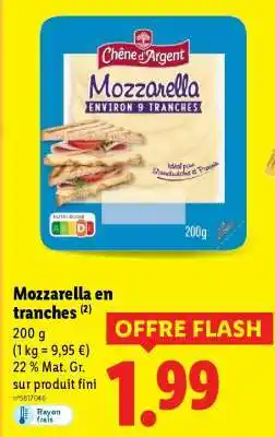 Lidl Mozzarella en tranches offre