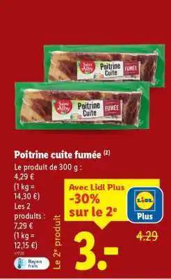 Lidl Poitrine cuite fumée offre
