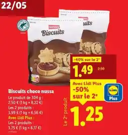 Lidl Biscuits choco nussa offre