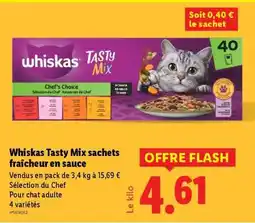Lidl Whiskas Tasty Mix sachets fraîcheur en sauce offre