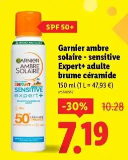 Lidl Garnier ambre solaire - sensitive Expert+ adulte brume céramide offre