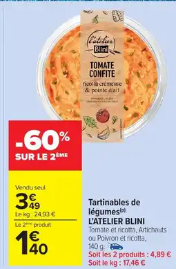 Carrefour Market L'ATELIER BLINI Tartinables de légumes offre