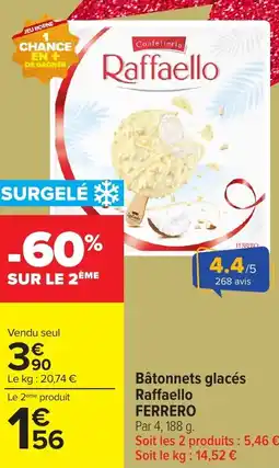 Carrefour Market FERRERO Bâtonnets glacés Raffaello offre