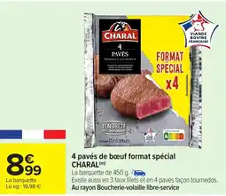 Carrefour Market CHARAL 4 pavés de bœuf format spécial offre