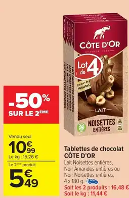 Carrefour Market CÔTE D'OR Tablettes de chocolat offre