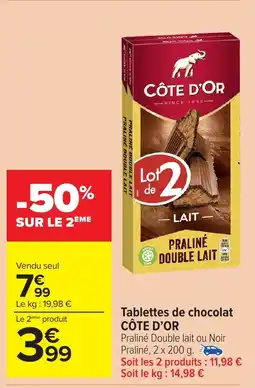 Carrefour Market CÔTE D'OR Tablettes de chocolat offre