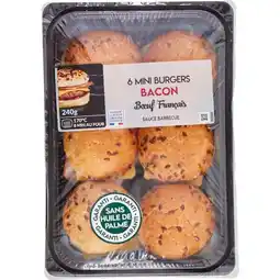 Carrefour 6 mini burgers de bœuf au bacon offre