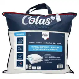Carrefour COLAS NORMAND Lot de 2 oreillers Aéroconfort offre
