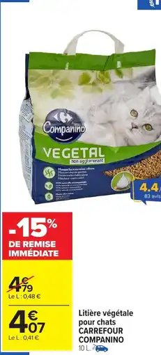 Carrefour Market CARREFOUR COMPANINO Litière végétale pour chats offre