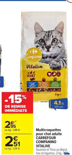 Carrefour Market CARREFOUR COMPANINO Multicroquettes pour chat adulte offre