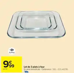 Carrefour Market Lot de 3 plats à four offre
