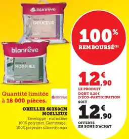 Hyper U Oreiller 60x60cm moelleux offre