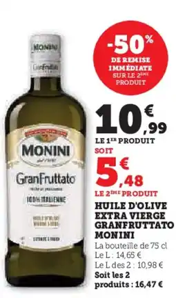 Hyper U MONIN Huile d'olive extra vierge granfruttato offre