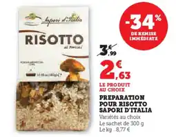 Hyper U RISOTTO Preparation pour sapori d'italia offre