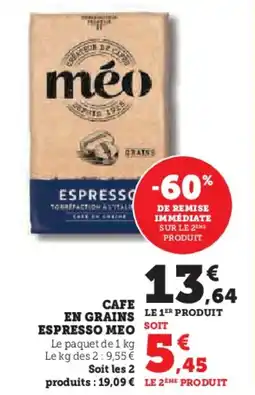 Hyper U MEO Cafe en grains espresso offre