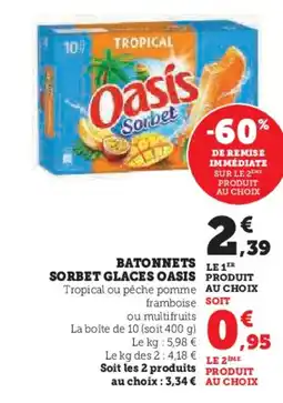 Hyper U OASIS Batonnets sorbet glaces offre