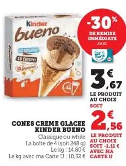 Hyper U KINDER BUENO Cones creme glacee offre