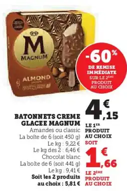 Hyper U MAGNUM Batonnets creme glacee offre