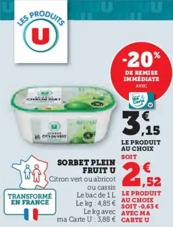 Hyper U U Sorbet plein fruit offre