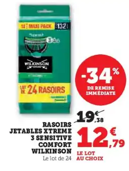 Hyper U WILKINSON Rasoirs jetables xtreme 3 sensitive comfort offre