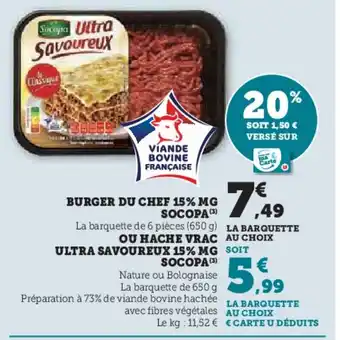 Hyper U SOCOPA Burger du chef 15% mg offre