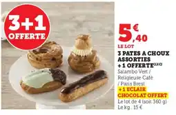 Hyper U 3 pates a choux assorties +1 offerte offre