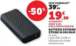 Hyper U Batterie externe xtorm 20 000 mah offre