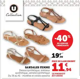 Hyper U U COLLECTION Sandales femme offre