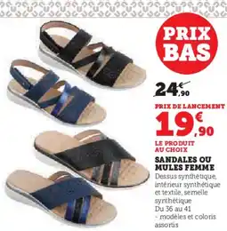 Hyper U U COLLECTION Sandales ou mules femme offre