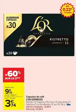 Carrefour Drive L'or espresso - capsules de café offre