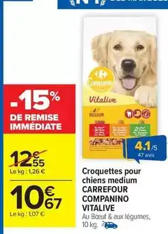 Carrefour Drive Carrefour - croquettes pour chiens medium companino vitalive offre