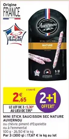 Intermarché Contact Auvernou - mini stick saucisson sec nature offre