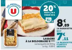 U Express U Lasagne Ă la bolognaise offre