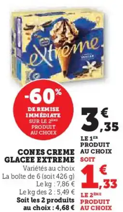 U Express EXTREME Cones creme glacee offre