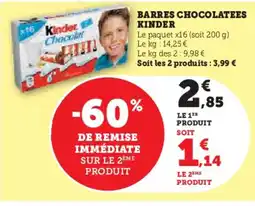 U Express KINDER Barres chocolatees offre