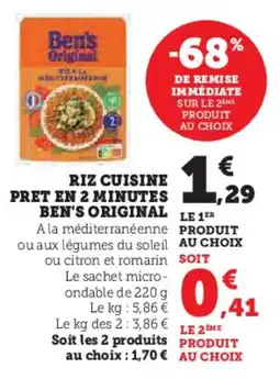 U Express BEN'S ORIGINAL Riz cuisine pret en 2 minutes offre