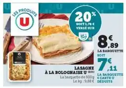U Express LASAGNE À LA BOLOGNAISE offre