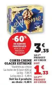 U Express Cones Crème Glacée Extrême offre