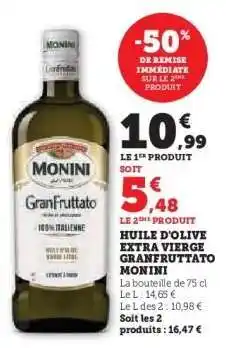 Hyper U Huile d'Olive Extra Vierge Granfruttato Monini offre