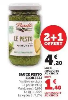 Hyper U SAUCE PESTO FLORELLI offre