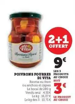 Hyper U POIVRONS FOURRES DI VITA offre