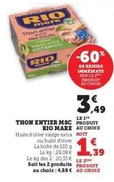 Hyper U Thon Entier MSC Rio Mare offre