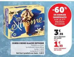 Hyper U Cones Crème Glacée Extrême offre