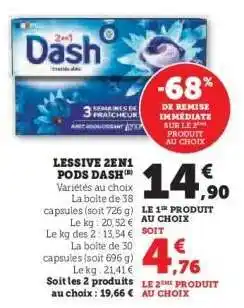 Hyper U Lessive 2en1 Pods Dash offre