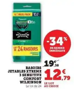 Hyper U RASOIRS JETABLES XTREME 3 SENSITIVE COMFORT WILKINSON offre