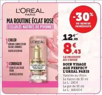 Hyper U Soin Visage Age Perfect L'Oreal Paris offre