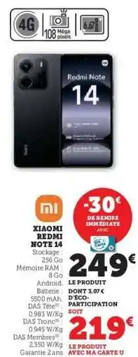 Hyper U Xiaomi Redmi Note 14 offre