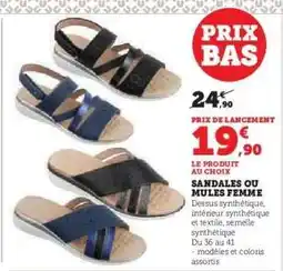 Hyper U SANDALES OU MULES FEMME offre