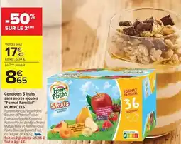 Carrefour Pom'potes - compotes 5 fruits sans sugariques offre